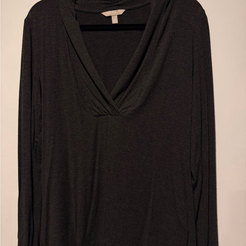 Banana Republic Charcoal Drape Neck Blouse